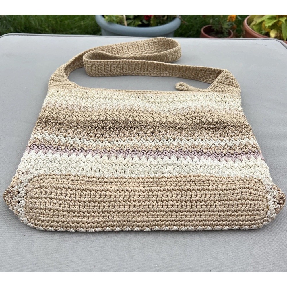 The Sak Riviera Beige Crochet Crossbody Bag Lined Boho Bohemian Summer Festival - Picture 5 of 16